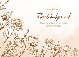 Line art flower background with copy space vector