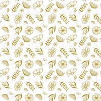 Floral pattern with vintage flowers and leaves vector