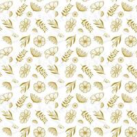 Floral pattern with vintage flowers and leaves vector