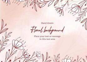 Hand drawn floral frame background with copy space vector