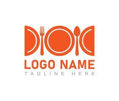 Restaurant logo with plate food and fork vector