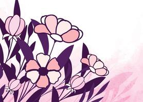 Hand drawn flower branch with watercolor  background vector