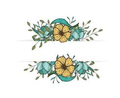 Floral frame banner with flowers, leaves and branches isolated on white background vector