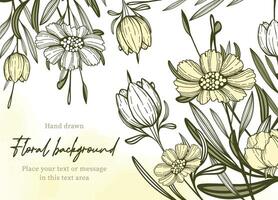 Engraved flower background with copy space vector