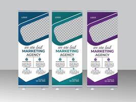 modern Corporate Vertical roll up, x-stand, exhibition display design. pro vector. vector