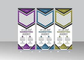 business conference roll-up banner design. stand banner flyer design. pro vector. vector