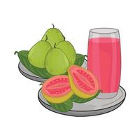 ilustración de guayaba jugo vector