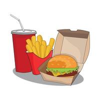 ilustración de hamburguesa para llevar vector