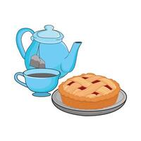 illustration of pie and teapot vector