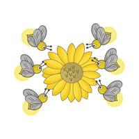 illustration of flower with fireflies vector