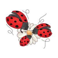 illustration of ladybug with flower vector