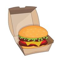 ilustración de hamburguesa caja vector