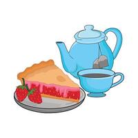 illustration of pie and teapot vector