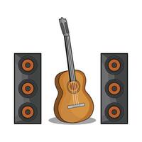 ilustración de guitarra y altavoz vector