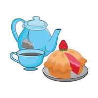 illustration of pie and teapot vector