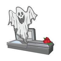 illustration of ghost and coffin vector