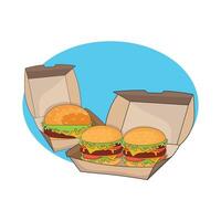 ilustración de hamburguesa caja vector