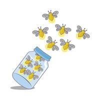 illustration of fireflies jar vector