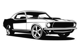 American Classic Car vector black Sketch silhouette