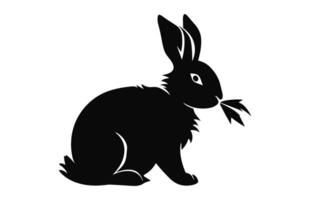 Easter Bunny Eating silhouette vector isolated on a white background