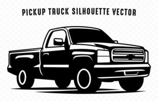 A Pickup Truck Silhouette Vector, Vintage pickup Car black illustration free vector