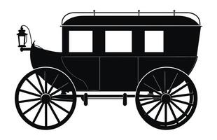 A Stagecoach Vector Silhouette isolated on a white background