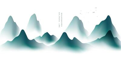 Modern design vector illustration of beautiful Chinese ink landscape painting.