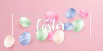 contento Pascua de Resurrección, hermosa huevo saludo tarjeta vector ilustración antecedentes