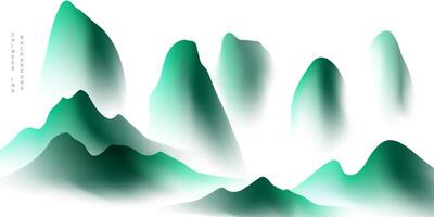 Modern design vector illustration of beautiful Chinese ink landscape painting.