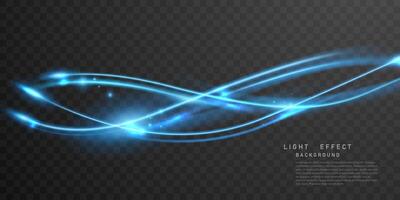 Elegant abstract light line effect design vector illustration on black background.