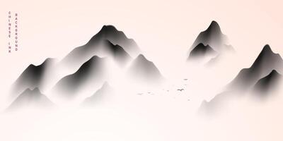 Modern design vector illustration of beautiful Chinese ink landscape painting.