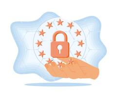 general datos proteccion regulaciones, con el concepto de un candado terminado mano. el general datos proteccion regulación o gdpr concepto. plano vector moderno ilustración