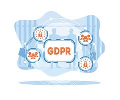 gdpr íconos y símbolos en virtual pantalla. general empresa datos proteccion reglamentos general reglas para datos proteccion gdpr concepto. plano vector moderno ilustración