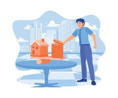 Concept of the balance of house model balance. Home Model Balance Concept.Flat vector modern illustration