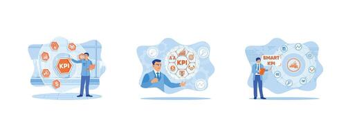 Key Performance Indicator Business Internet Technology. Business plan web computer concept. Smart KPI Key Performance Indicator business technology concept on screen. vector