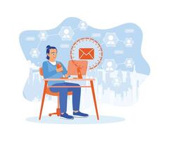 directo ventas esquemas en negocio. lista de clientela para correo electrónico enviando. márketing concepto. plano vector ilustración.