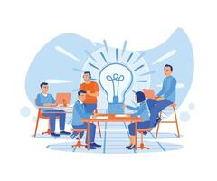 Team of business people working together in the company. Looking for new idea solutions. Work together in the company. Team communication. flat vector modern illustration