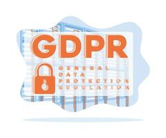 GDPR, Compliance with general data protection regulations. Server room background. General rules for data protection gdpr. flat vector modern illustration