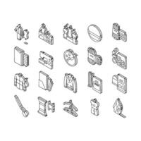 Tailor Worker Sewing Occupation isometric icons set vector