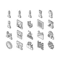 Chess Smart Strategy Game Figure isometric icons set vector