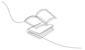 Continuous line art drawing of book illustration vector