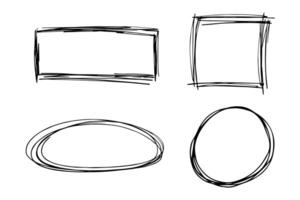 Hand drawn frame clipart. Ink scribble set. Elements for design vector