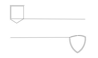 Shield continuous line art. Guard drawing sign. Protect linear symbol vector