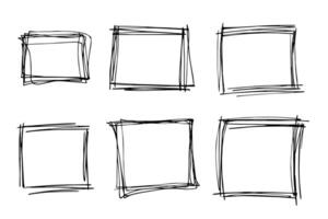 Hand drawn frame clipart. Ink scribble set. Elements for design vector