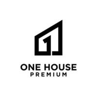 one 1 house home letter logo icon design vector