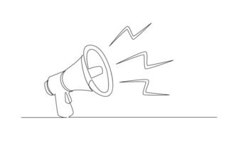 Continuous single one line art drawing of megaphone speaker for news and promotion vector illustration