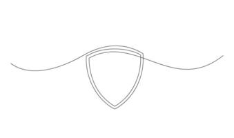 Shield continuous line art. Guard drawing sign. Protect linear symbol vector