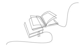 Continuous line art drawing of book illustration vector