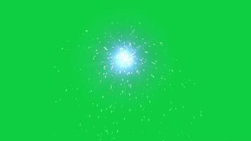 Blue welding spark animation effect on green screen background video