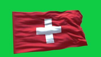 Switzerland Flag 3d render waving animation motion graphic isolated on green screen background video